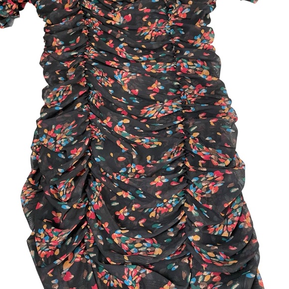 Free People Briella Twilight Combo Multi Color Ruched Slit Midi Dress Medium - Picture 13 of 16